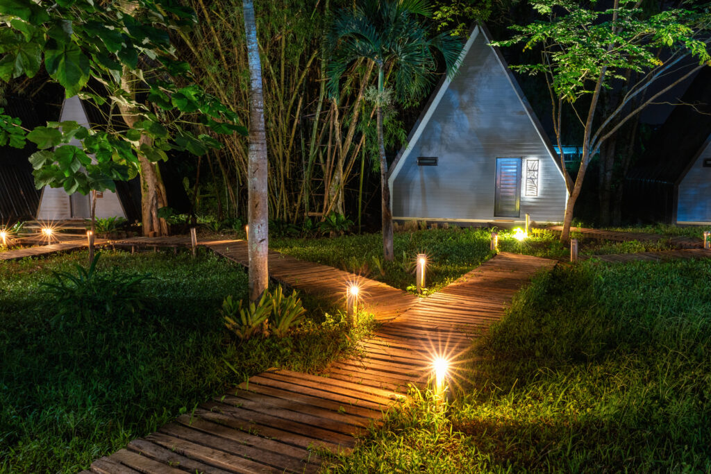 Custom Wood Home At Night, Beautiful Modern Wood Home .